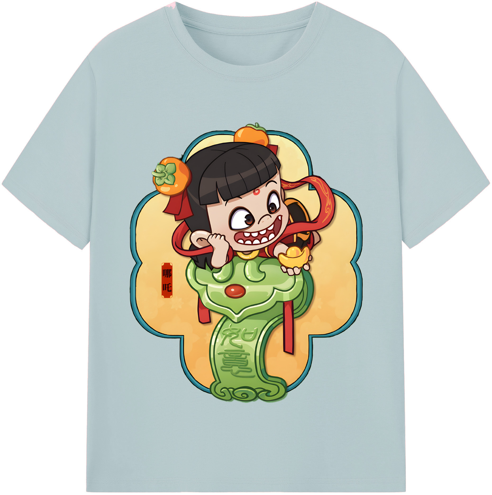 （画像用） Ne Zha 2 ナタ 魔童の大暴れ 綿100％半袖Tシャツ（フロントプリント）